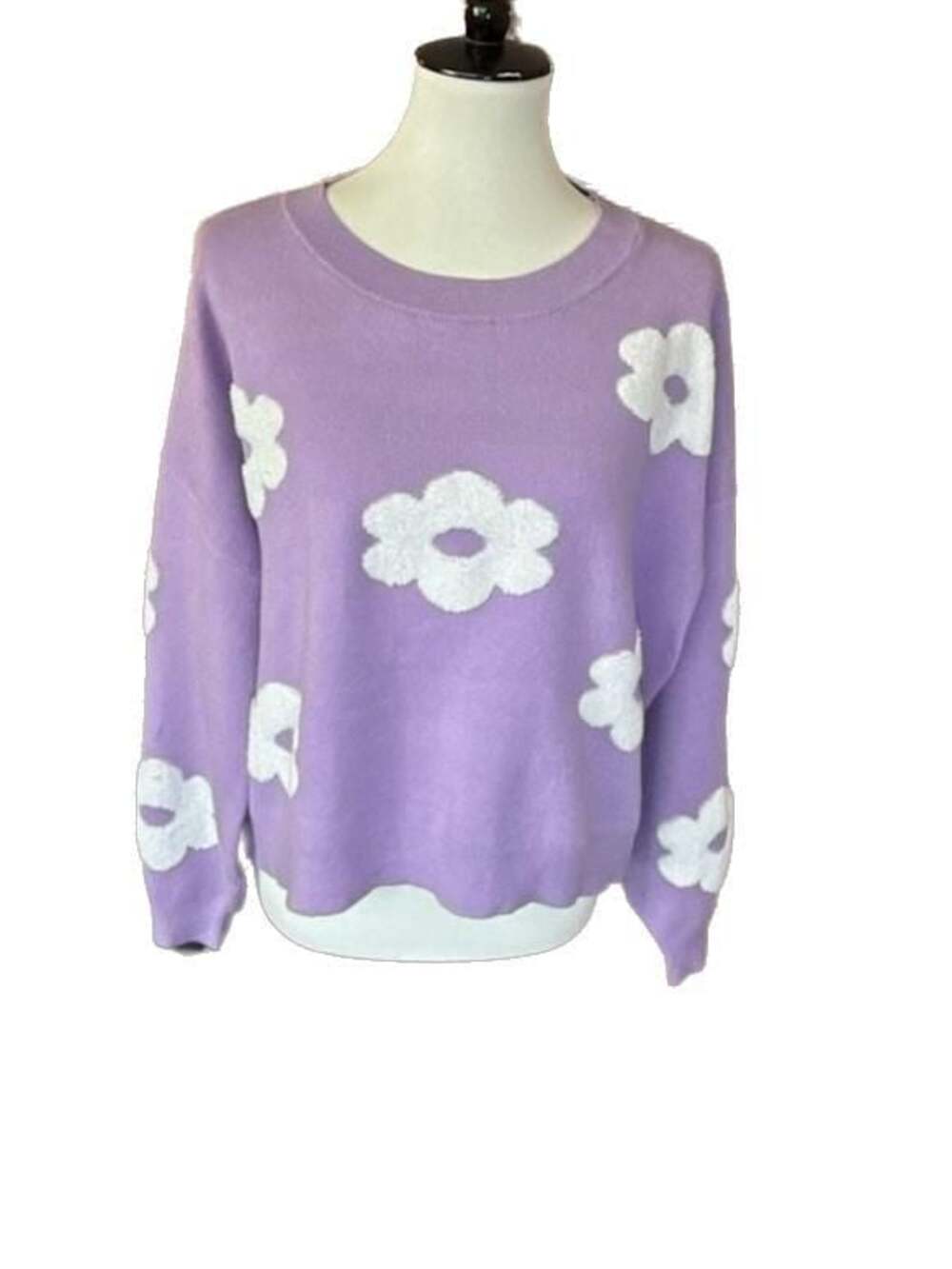 Trendy Threads Women's Purple Floral Jacquard Crewneck Pullover Sweater Size 2X